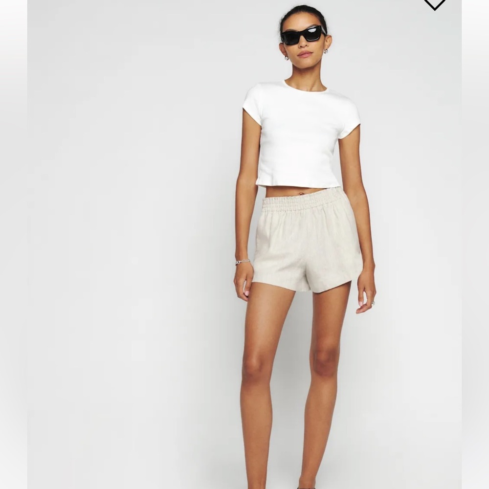 Reformation Mila Oatmeal Linen Shorts Size XS